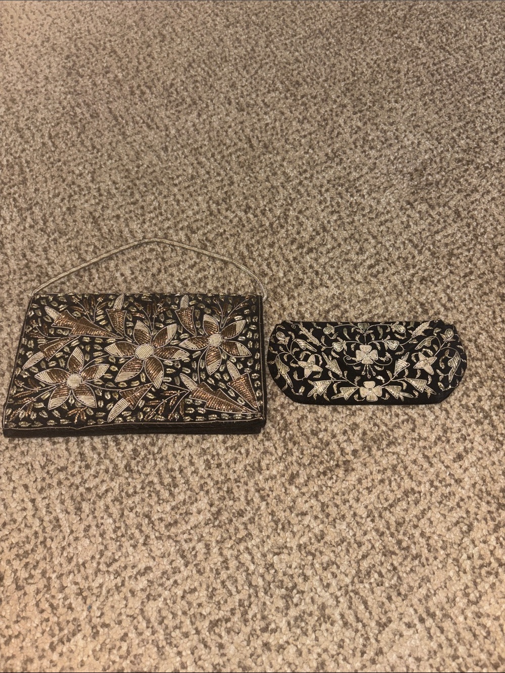 Embellished Black Floral Evening Clutch